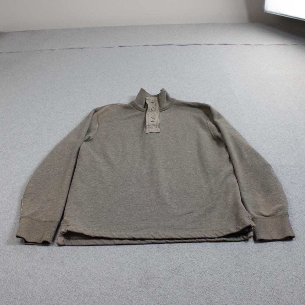 J Crew Sweatshirt Men Medium Gray Broken In Fleece Henley Mock Neck Heritage Y2K